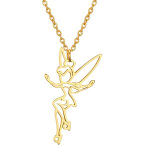 EUEAVAN Princess Wendy Tinkerbell Pendant Necklace Fairy Pixie Angel Trendy Exquisite Magical Dancer Ballet Choker Jewelry Fairy Tale Quote Girls Women Teens