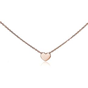 Hoops & Loops 925 Sterling Silver Heart Love Tiny Dainty Choker Necklace for Women Teen Girls, Silver Yellow Gold & Rose Gold