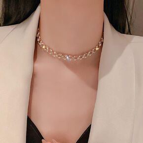 Bohemia Rhinestone Pearl Circular Choker Necklaces for Women Crystal Gold Choker Necklace Prom Jewelry Bridal Wedding Accessories