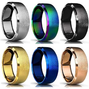 6 قطع خواتم 8 ملم للرجال والنساء، حلقات من الفولاذ التيتانيوم، حلقات من الفولاذ المقاوم للصدأ، خواتم الخطوبة، خواتم متطابقة، حلقات زخرفية، هدايا التخرج، هدايا عيد الميلاد، هدايا العطلات in Kuwait