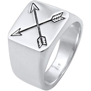 kuzzoi Solid 925 Sterling Silver Men's Silver Ring, Signet Rings for Men with engraving, 0601990719