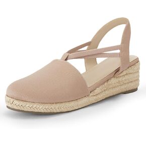 Coutgo Women's Platform Wedge Espadrille Sandals Slingback Slip on Closed Toe Strap Shoes