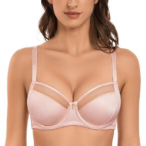 Wingslove Women's Sheer Lace Bra Underwire Unlined Full Coverage See Through Bras Sexy Supportive
