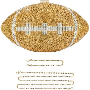 Rhinestone Football Shaped Rugby Quirky Bag Crystal Cross Body Purse Bling Shoulder Handbag for Women