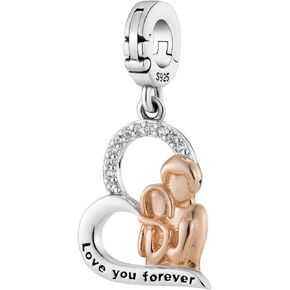 Married Couple Love You Forever Heart Anniversary Open Clasp Clip On Pendant 925 Sterling Silver Charm For Pandora & Other Charm Bracelets/Necklaces