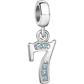 1 2 3 4 5 6 7 8 9 Numbers Dangle Birthstone Birthday Women Bead Charms Fits Pandora Bracelets Mom Daughter Wife in Kuwait