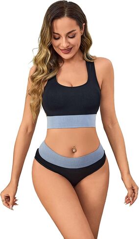 طقم حمالة صدر ولباس داخلي رياضي ناعم بدون خياطة للنساء، حمالة صدر مريحة مع دعم خفيف، حمالة صدر غير مبطنة، لاسلكية، غير مبطنة in Kuwait