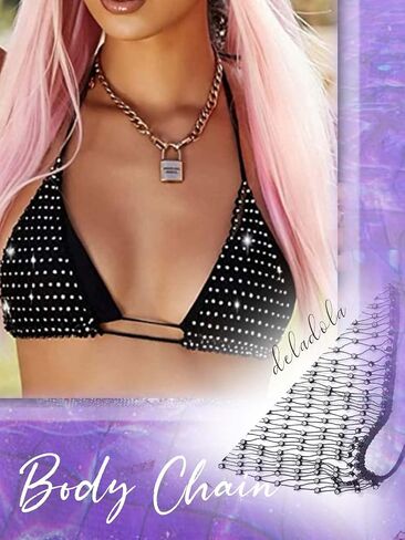 deladola Mesh Rhinestone Bra Set Black Fishnet Crystal See Through Shorts Lingerie Sets Beach Swimsuit for Women in Saudi Arabia