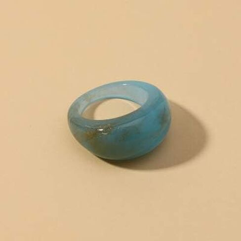 الراتنج الملونة واسعة سميكة قبة المفصل إصبع تكويم حلقة مشتركة الرجعية الاكريليك شفافة خمر مجوهرات حزب أنيقة اليدوية هدية أنيقة جريئة الحجم 8 للنساء الفتيات in Saudi Arabia
