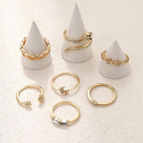 Gold Snake Butterfly Knuckle Rings Set for Teen Girls,Boho Heart Butterfly Snake Stackable Finger Chunky Rings for Women,Adjustable Open Rings Band Jewelry in Saudi Arabia