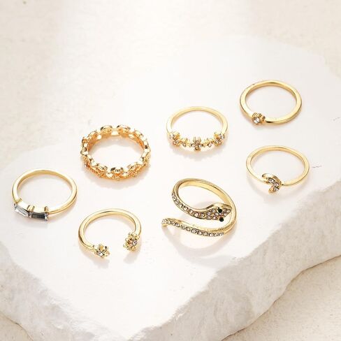 Gold Snake Butterfly Knuckle Rings Set for Teen Girls,Boho Heart Butterfly Snake Stackable Finger Chunky Rings for Women,Adjustable Open Rings Band Jewelry in Saudi Arabia