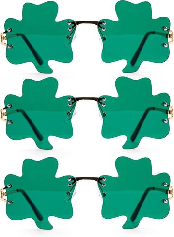 JOYIN 3 Pcs St. Patrick s Day Shamrock Glasses with Metal Glasses Frames, Green Irish Sunglasses for Saint Patrick's Costume Accessories Party Favor in Kuwait