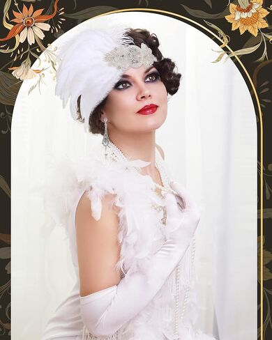 Redbaker 10 Pack Flapper Accessories Gatsby Set Costume Flapper Headband Feather 1920s Headpiece for Women Pearl Necklace Gloves Stick 20s Style Jewelry for Cocktail Wedding Tea Party, Black and in Kuwait