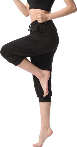 سراويل اليوغا النسائية واسعة الساق مريحة الرباط فضفاضة تجريب Sweatpants صالة السراويل مع جيوب in Kuwait