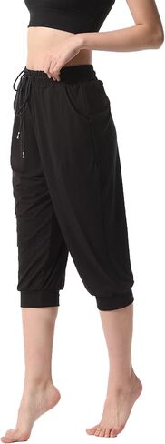 سراويل اليوغا النسائية واسعة الساق مريحة الرباط فضفاضة تجريب Sweatpants صالة السراويل مع جيوب in Kuwait