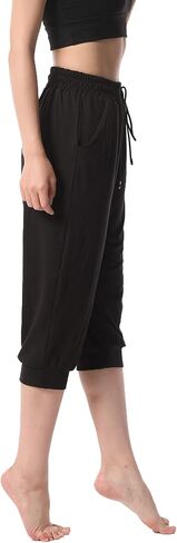 سراويل اليوغا النسائية واسعة الساق مريحة الرباط فضفاضة تجريب Sweatpants صالة السراويل مع جيوب in Kuwait