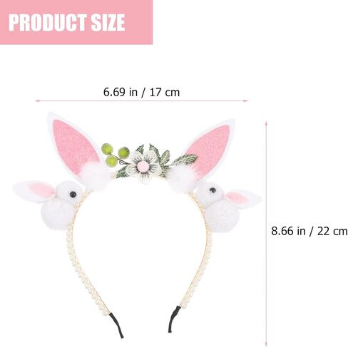 PRETYZOOM Bunny Ear Headband, Easter Bunny Headband, Rabbit Ear Faux Pearl Headband, Easter Rabbit Costume Accessories, Easter Party Favors in Saudi Arabia