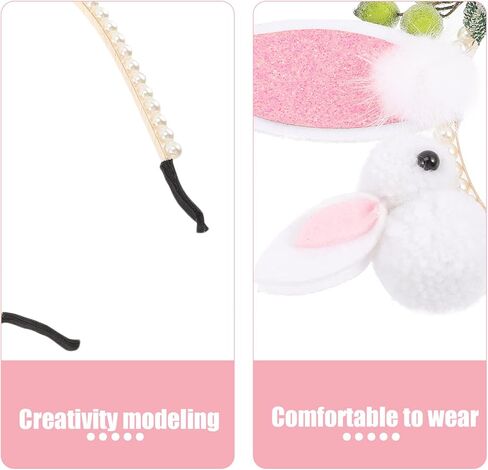 PRETYZOOM Bunny Ear Headband, Easter Bunny Headband, Rabbit Ear Faux Pearl Headband, Easter Rabbit Costume Accessories, Easter Party Favors in Saudi Arabia