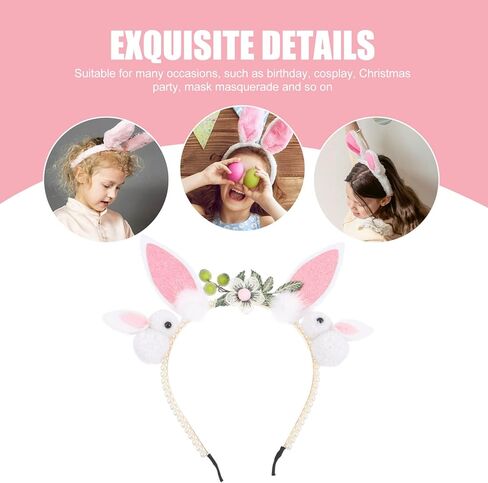 PRETYZOOM Bunny Ear Headband, Easter Bunny Headband, Rabbit Ear Faux Pearl Headband, Easter Rabbit Costume Accessories, Easter Party Favors in Saudi Arabia