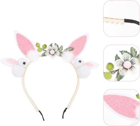 PRETYZOOM Bunny Ear Headband, Easter Bunny Headband, Rabbit Ear Faux Pearl Headband, Easter Rabbit Costume Accessories, Easter Party Favors in Saudi Arabia