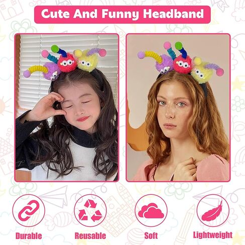 عصابة رأس مرحة من القطيفة الملونة - ملحقات سبا ومكياج نابضة بالحياة للنساء والفتيات - عصابة رأس من القطيفة لغسول الوجه وعصابة رأس من القطيفة لحفلات الأزياء الكرتونية ترولز Uglydoll in Kuwait