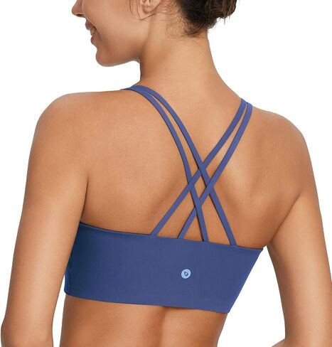 BALEAF Nuleaf Women's Strappy Sports Bra Longline Wirefree Padded Yoga Workout Crop Tops Criss-Cross Back Light Impact Fit in Saudi Arabia