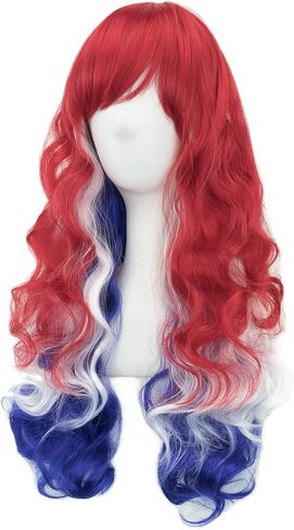 IMISSU Flag Color Design Hair Cosplay Wigs with Bangs Halloween Costume Wig (AU Flag Blue White Red) in Saudi Arabia