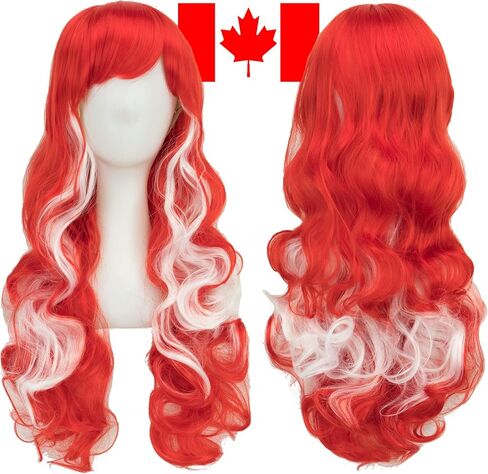 IMISSU Flag Color Design Hair Cosplay Wigs with Bangs Halloween Costume Wig (AU Flag Blue White Red) in Saudi Arabia