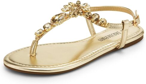 DREAM PAIRS Flat Sandals for Women Dressy Rhinestone T-Strap Thong Flat Sandals for Summers Dress Beach in Saudi Arabia