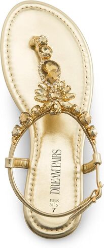 DREAM PAIRS Flat Sandals for Women Dressy Rhinestone T-Strap Thong Flat Sandals for Summers Dress Beach in Saudi Arabia