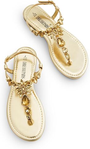 DREAM PAIRS Flat Sandals for Women Dressy Rhinestone T-Strap Thong Flat Sandals for Summers Dress Beach in Saudi Arabia