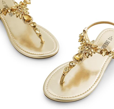 DREAM PAIRS Flat Sandals for Women Dressy Rhinestone T-Strap Thong Flat Sandals for Summers Dress Beach in Saudi Arabia