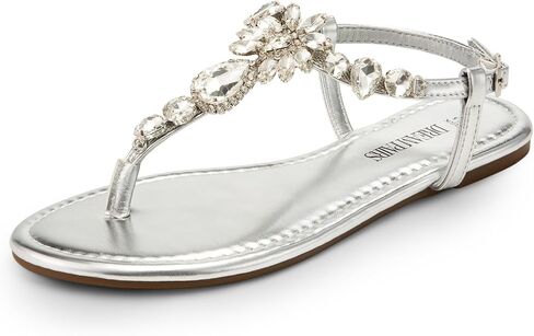 DREAM PAIRS Flat Sandals for Women Dressy Rhinestone T-Strap Thong Flat Sandals for Summers Dress Beach in Saudi Arabia