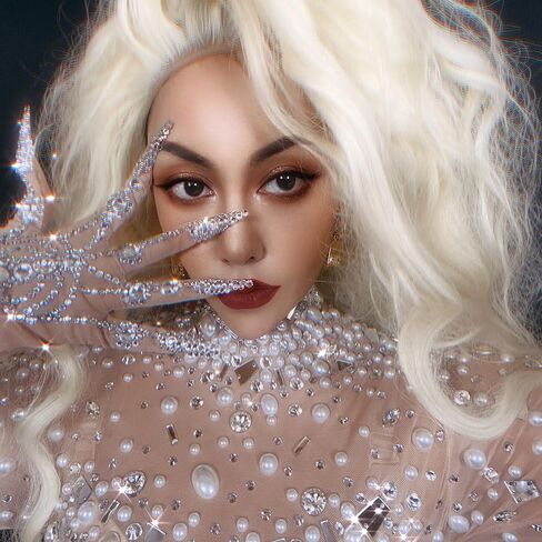 nobrandlingerie Gorgeous Rhinestone Pearls Gloves Women Sparkly Crystal Gloves Dancer Singer Nightclub Stage Celebration in Kuwait