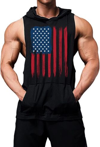 تيشيرت رجالي من EYNDYN بقلنسوة بدون أكمام للتمرين مع قلنسوة، قطع علوية لكمال الأجسام والعضلات، تي شيرت بقلنسوة للصالة الرياضية in Kuwait