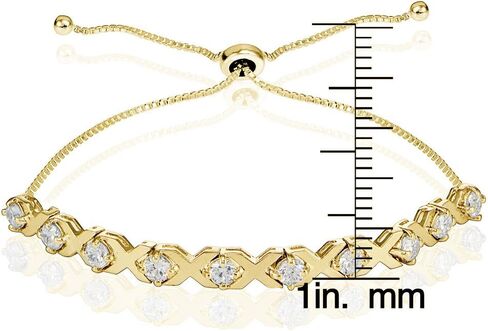 Hoops & Loops Sterling Silver Cubic Zirconia XO Design Adjustable Bracelet in Saudi Arabia