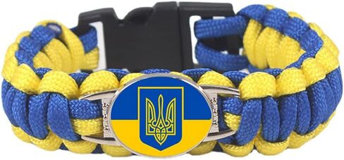 Ukraine Bracelet, Blue Yellow Ukraine Flag Color Leather Bracelet, Braided Parachute Cord Bracelet, Support and Stand with Ukraine, Memorial Jewelry in Kuwait