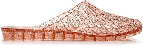 Womens Jelly Shoes, White Jellies Sandals Glitter Clear Flats Slip On Summer Beach Slippers Transparent Closed Toe Soft Slide in Saudi Arabia