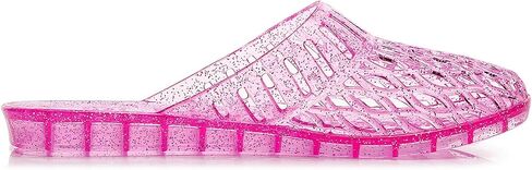 Womens Jelly Shoes, White Jellies Sandals Glitter Clear Flats Slip On Summer Beach Slippers Transparent Closed Toe Soft Slide in Saudi Arabia