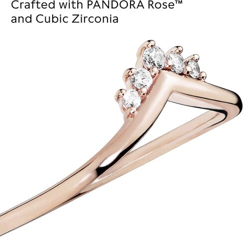 Pandora Jewelry Tiara Wishbone Cubic Zirconia Ring in Rose, Size 5 in Saudi Arabia