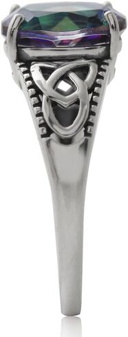 Silvershake 10x8 مللي متر شكل بيضاوي الأحجار الكريمة 925 فضة Triquetra سلتيك عقدة خاتم سوليتير للنساء in Saudi Arabia