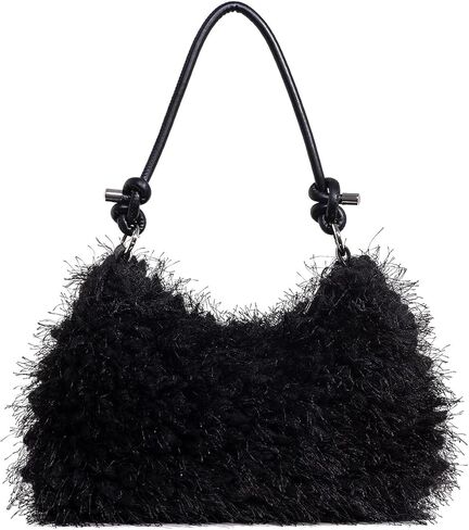 Verdusa Women's Fluffy Faux Fur Underarm Bags Fuzzy Shoulder Bag Plush Purse in Kuwait