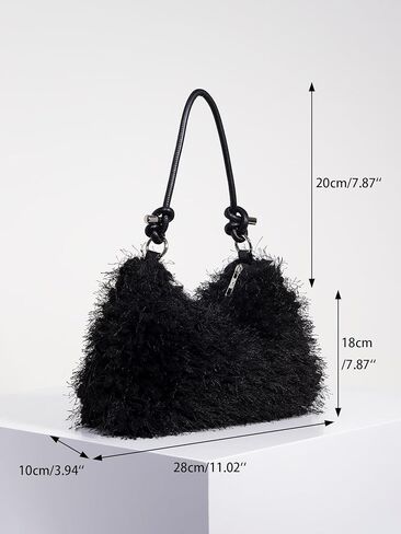 Verdusa Women's Fluffy Faux Fur Underarm Bags Fuzzy Shoulder Bag Plush Purse in Kuwait