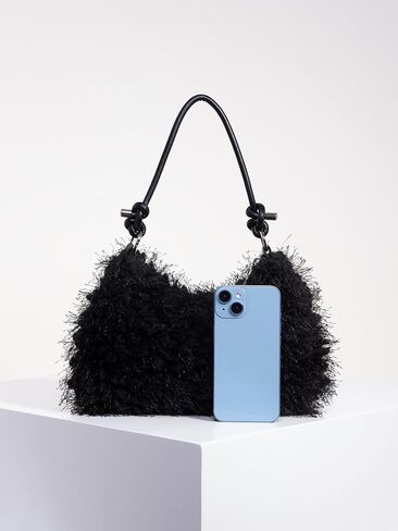 Verdusa Women's Fluffy Faux Fur Underarm Bags Fuzzy Shoulder Bag Plush Purse in Kuwait