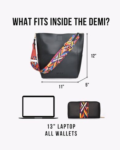 محفظة Demi Bucket - حقيبة دلو من الجلد النباتي مع حقيبة صغيرة قابلة للفصل - حزامان للكتف قابلان للتعديل in Kuwait