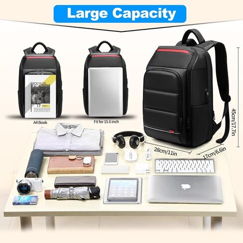 GYakeog Laptop Backpack 15.6 Inches Work Backpack Waterproof Men's Office Backpack with USB Computer Backpack for Business Travel Work School-Black in Kuwait