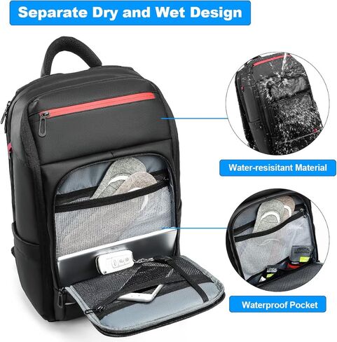 GYakeog Laptop Backpack 15.6 Inches Work Backpack Waterproof Men's Office Backpack with USB Computer Backpack for Business Travel Work School-Black in Kuwait