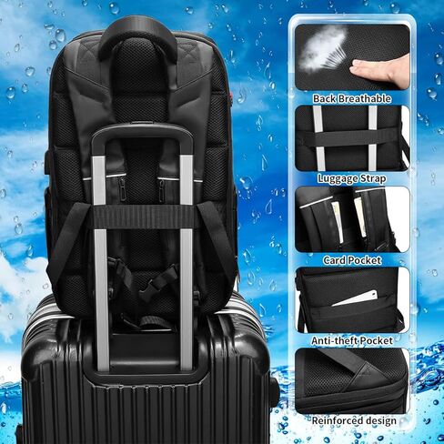 GYakeog Laptop Backpack 15.6 Inches Work Backpack Waterproof Men's Office Backpack with USB Computer Backpack for Business Travel Work School-Black in Kuwait