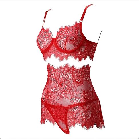Lingerie for Women Garter Set High Waisted Lingerie Bra and Panty Sets Lace Babydoll in Saudi Arabia