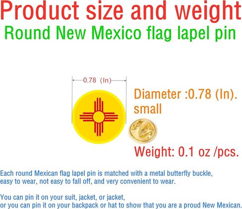 12/25/50/100 قطعة مستديرة نيو مكسيكو دبوس العلم لبدلة سترة حقيبة الظهر قبعة نيو مكسيكو العلم دبوس نيو مكسيكو شارة بدبوس السائبة in Kuwait